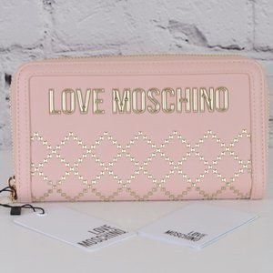 LOVE MOSCHINO Studded Rosa Zippered Continental Wallet